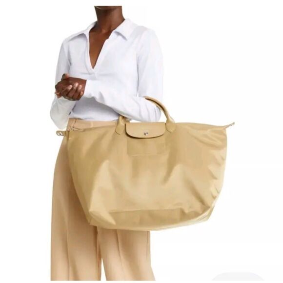 Longchamp Handbags - Longchamp Large Foldable Travel Tote in Beige